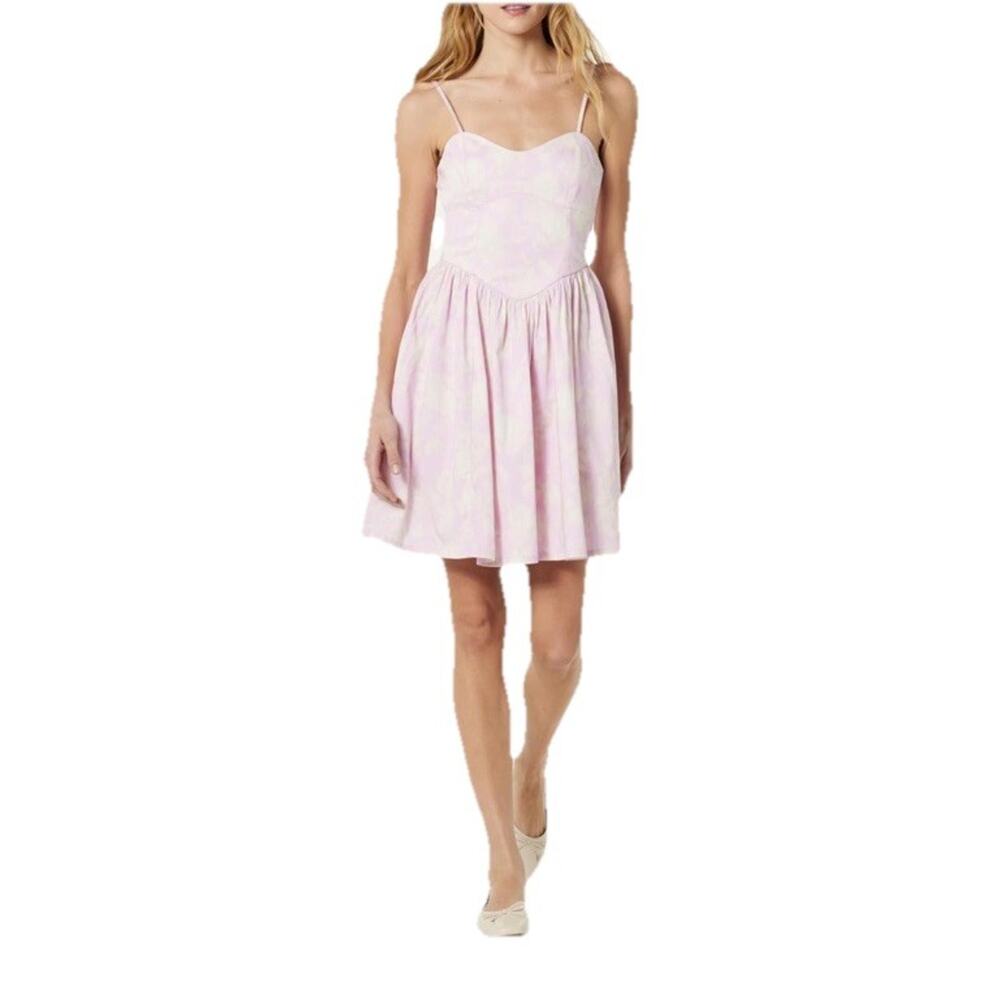 The Drop Womens M Mini Dress Soft Pink Cotton Shaped Waist Pockets Summer NWT